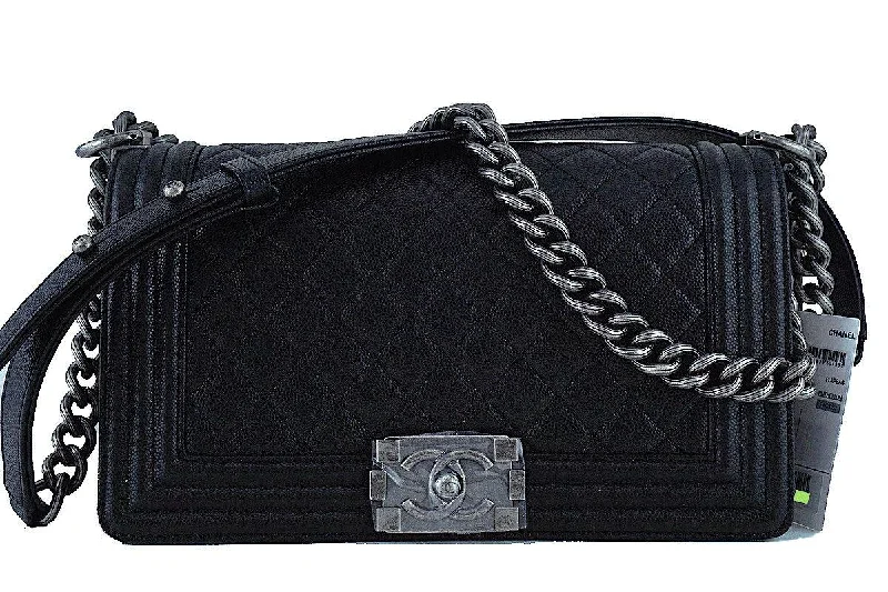 Chanel All - Match Handbag for Versatile StylingNWT 17P Chanel Black Le Boy Classic Flap, Medium Caviar Bag