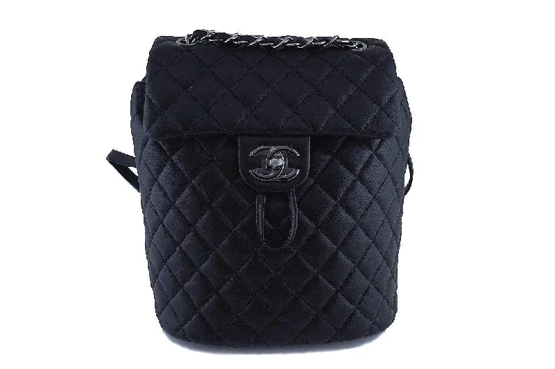 Chanel All - Match Handbag for Versatile StylingNew 17S Chanel Black Classic Quilted Urban Spirit Backpack Bag RHW