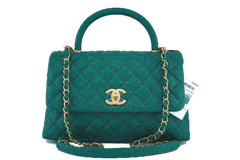 Chanel bags as wedding day accessoriesNWT 17S Chanel Emerald Green Caviar Coco Handle Shoulder Flap Kelly Tote Bag GHW