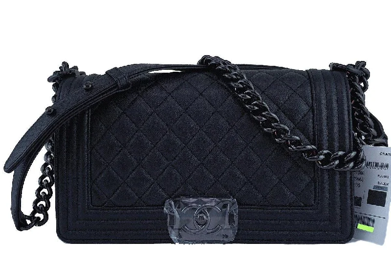 Chanel New Arrival Handbag with Gold HardwareNWT 17S Chanel So Black Caviar Boy Classic Flap, Medium Bag