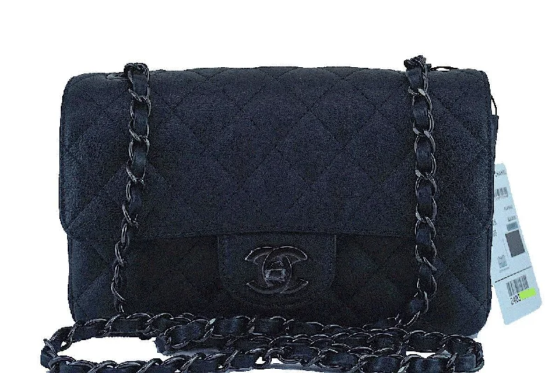 Chanel bags with intricate metal hardwareNWT 17S Chanel So Black Classic Mini 2.55 Rectangular Flap Bag