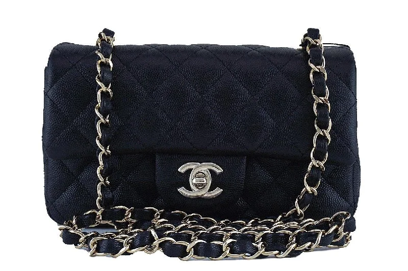 Chanel bags with modern touchesNWT Chanel Black Caviar Classic Quilted Rectangular Mini 2.55 Flap Bag GHW