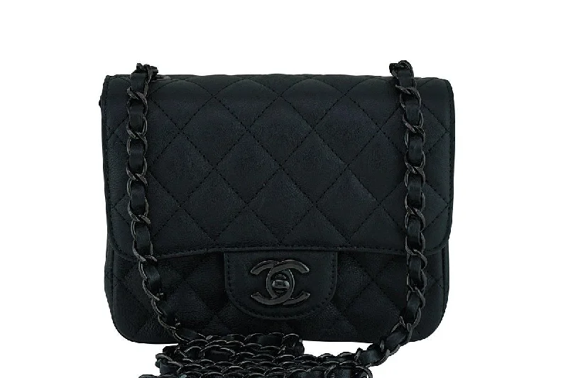 Chanel bags as wedding day accessoriesRare Chanel So Black Classic Quilted Square Mini 2.55 Flap Bag