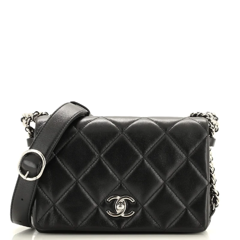 Chain Rows Flap Bag Quilted Lambskin Small