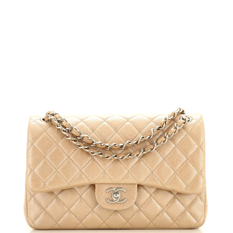 Classic Double Flap Bag Quilted Iridescent Caviar Jumbo