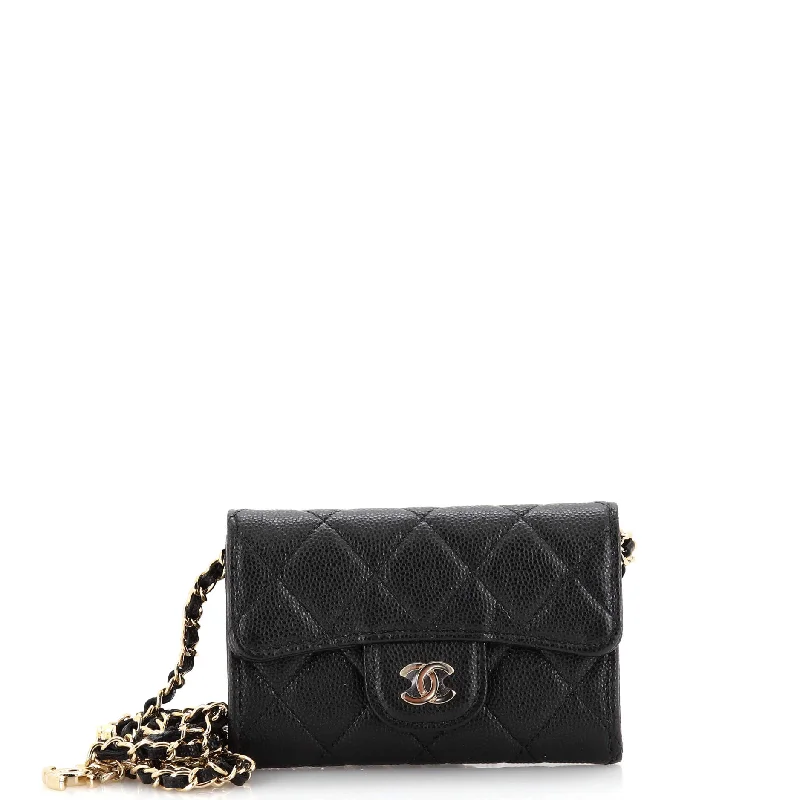 Classic Flap Chain Belt Bag Quilted Caviar Mini