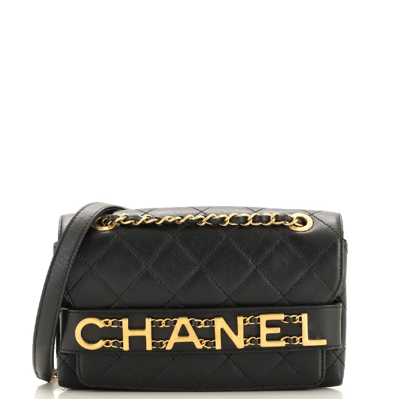 Logo Enchained Flap Bag Quilted Calfskin Medium