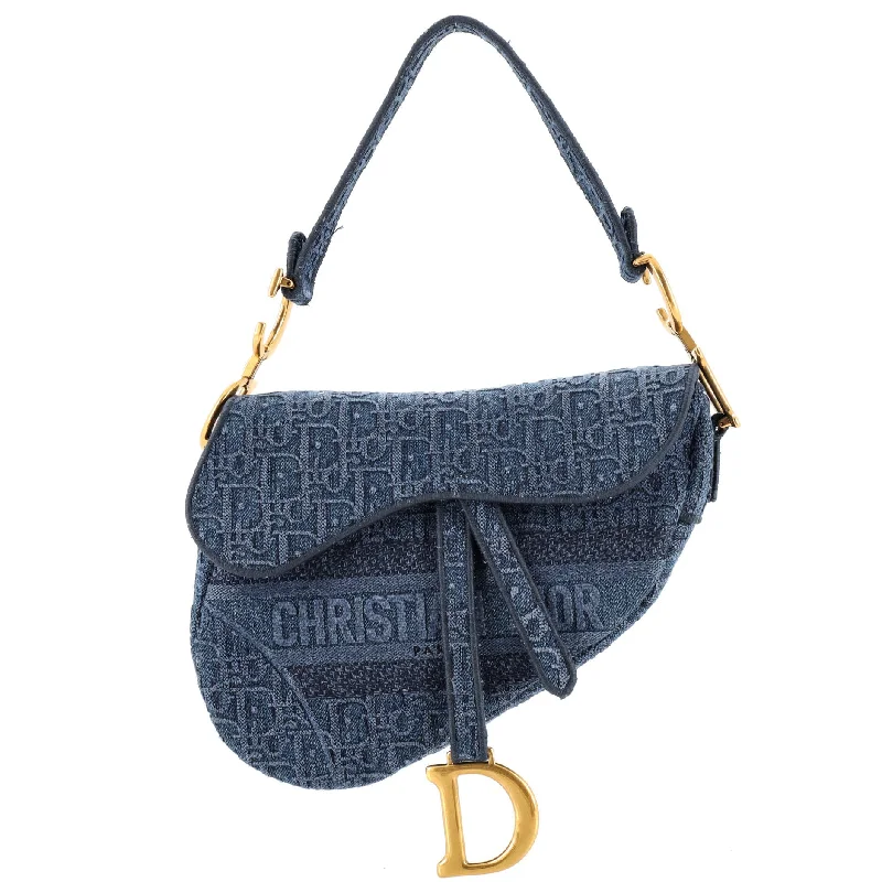 Saddle Handbag Oblique Denim Medium