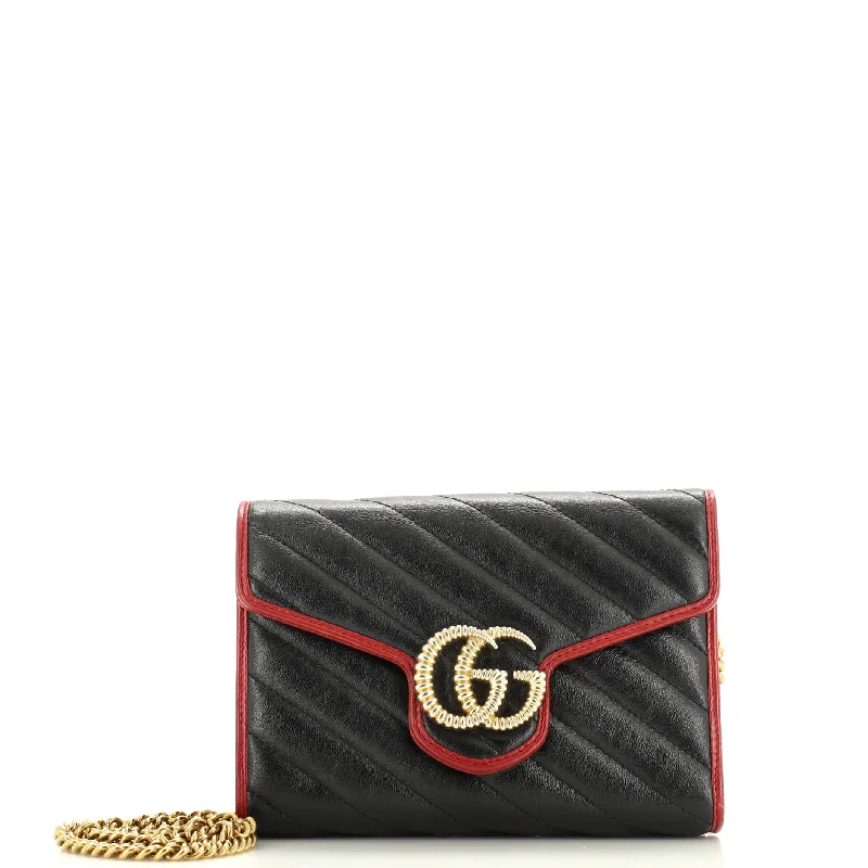 GG Marmont Chain Wallet Diagonal Quilted Leather Mini