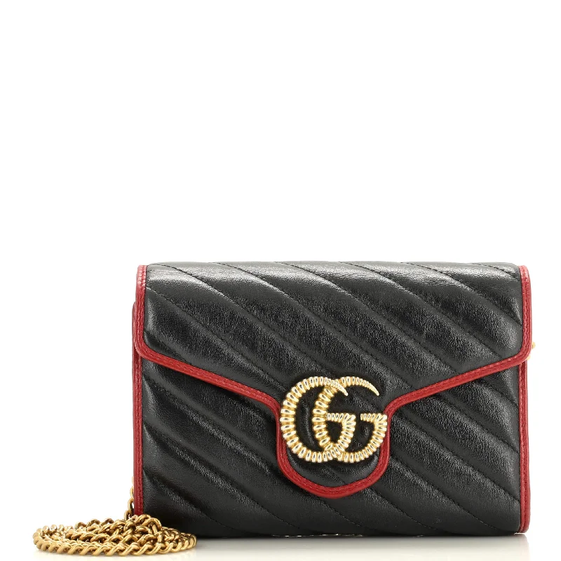 GG Marmont Chain Wallet Diagonal Quilted Leather Mini