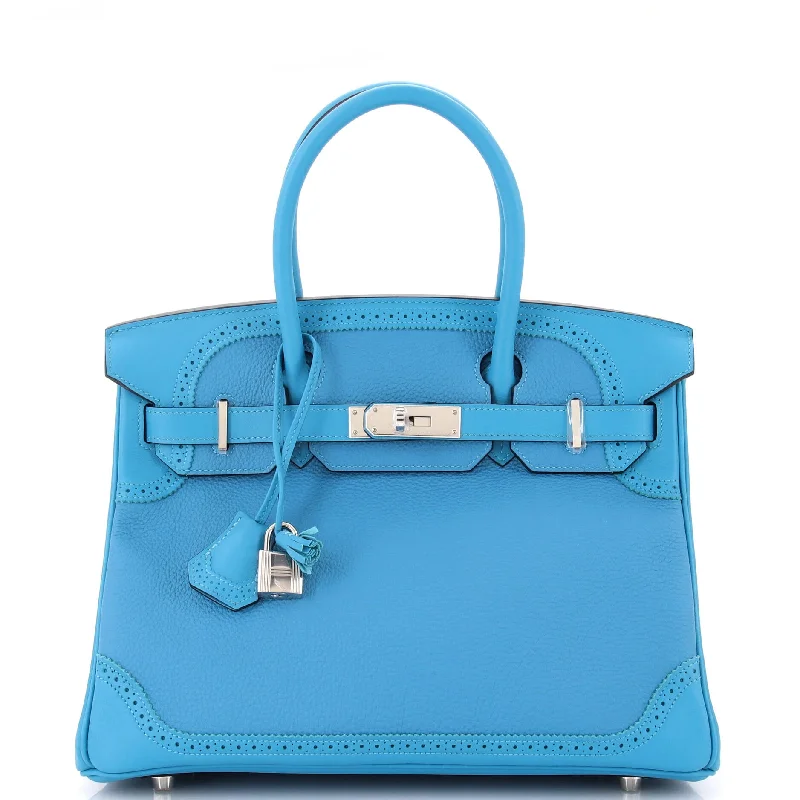 Hermes Birkin Bags in a Bold Fuchsia Pink for a Fashion - Forward StatementBirkin Ghillies Bag Turquoise Togo and Swift with Palladium Hardware 30