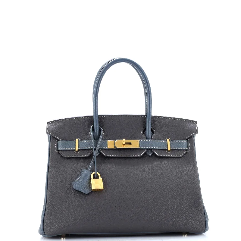 Hermes Birkin Bags in a Dark Chocolate Brown for a Warm and Inviting AestheticBirkin Handbag Bicolor Togo with Brushed Gold Hardware 30