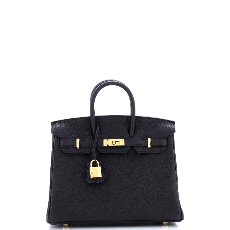 Hermes Birkin Bags with a Leather - Bound Handle for DurabilityBirkin Handbag Noir Togo with Gold Hardware 25