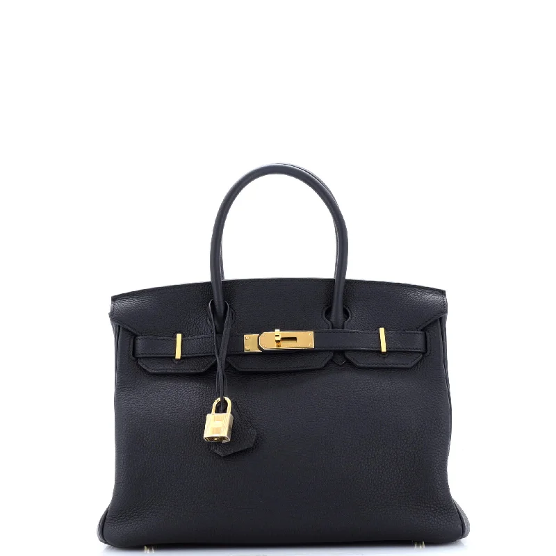 Hermes Birkin Bags with a Detachable Mirror Pocket InsideBirkin Handbag Noir Togo with Gold Hardware 30