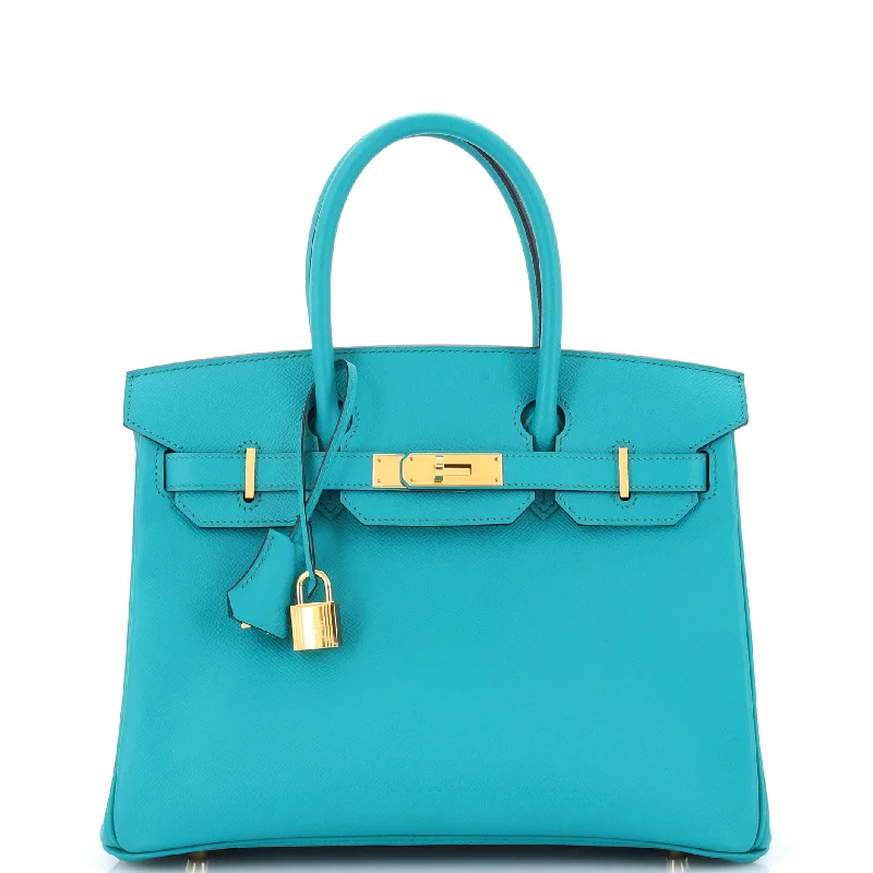 Hermes Birkin Bags with a Magnetic - Closure Interior PocketBirkin Handbag Bleu Paon Epsom with Gold Hardware 30