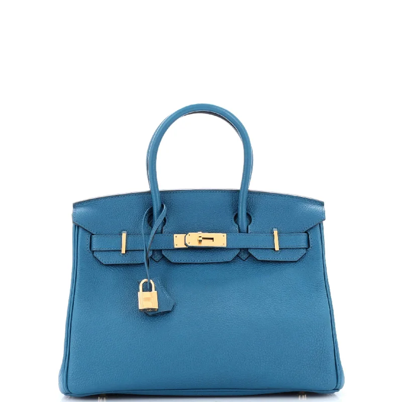 Hermes Birkin Bags with a Reinforced Bottom Panel for LongevityBirkin Handbag Bleu De Galice Togo with Gold Hardware 30