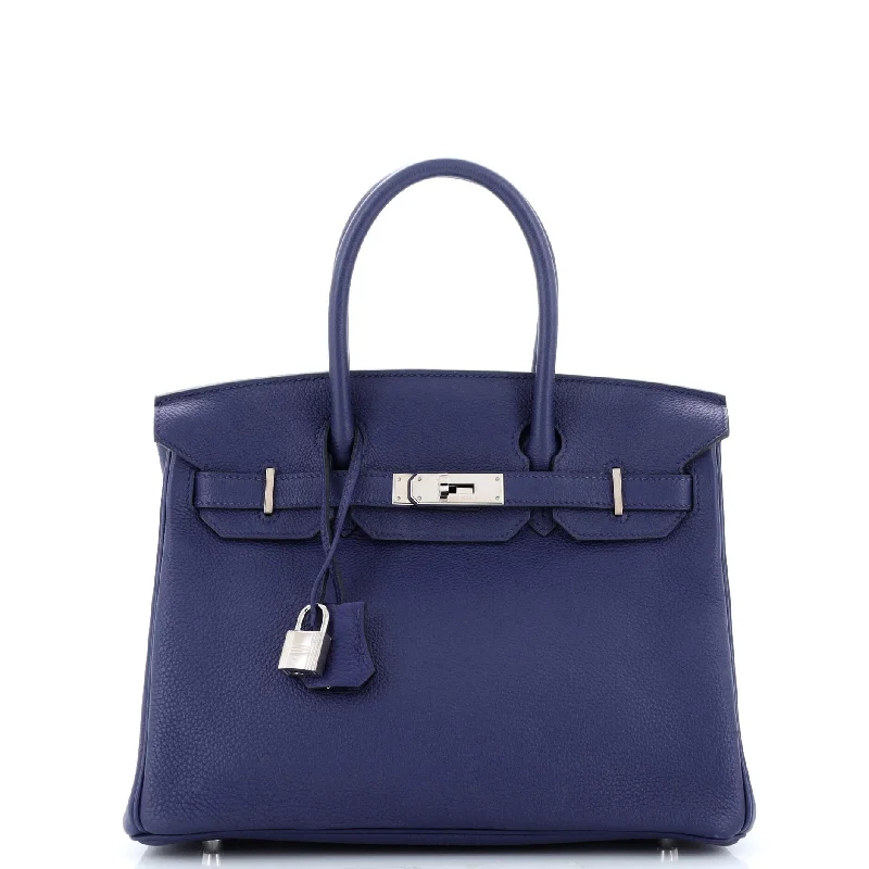 Hermes Birkin Bags with a Hidden Magnetic Closure for Discreet SecurityBirkin Handbag Bleu Encre Togo with Palladium Hardware 30