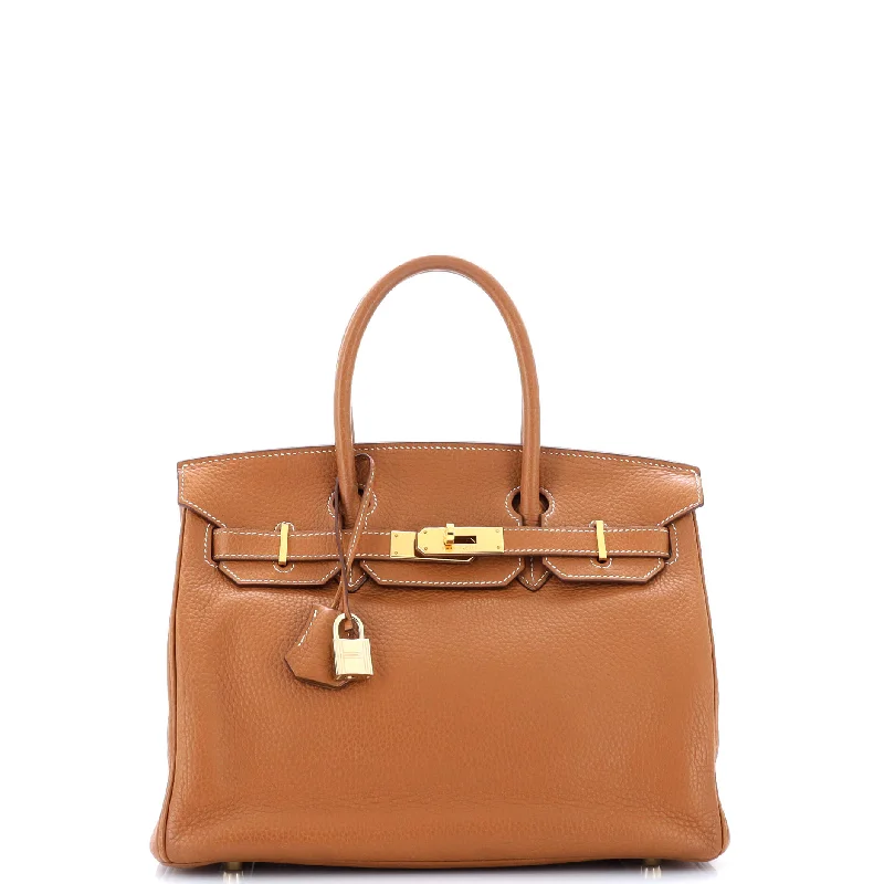 Hermes Birkin Bags with Hand - Stitched Detailing for Artisanal AppealBirkin Handbag Gold Clemence with Gold Hardware 30