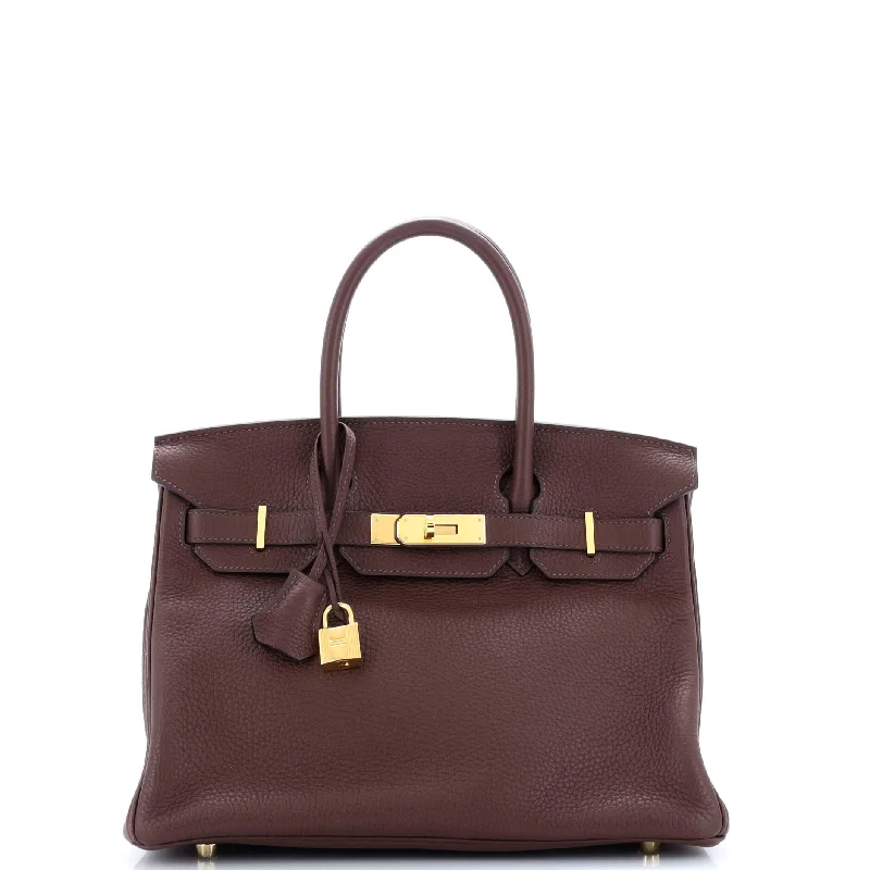 Hermes Birkin Bags with a Two - Tone Leather Design for Visual InterestBirkin Handbag Havane Clemence with Gold Hardware 30