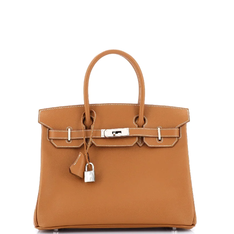 Hermes Birkin Bags with a Two - Tone Leather Design for Visual InterestBirkin Handbag Gold Epsom with Palladium Hardware 30