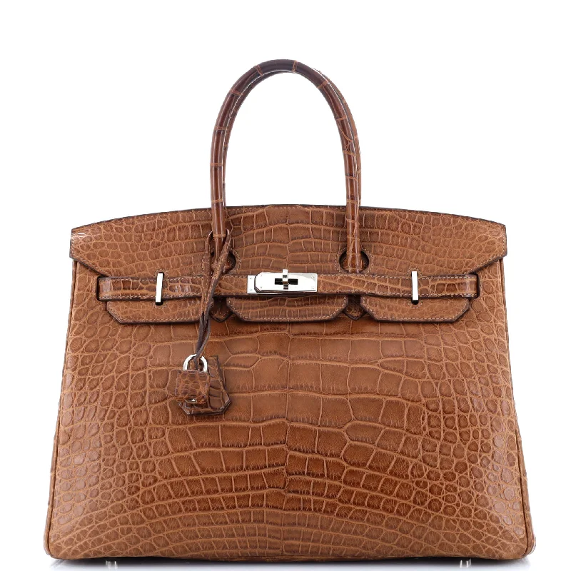 Hermes Birkin Bags Sized 30cm for a Compact Yet Spacious OptionBirkin Handbag Alezan Matte Alligator with Palladium Hardware 35