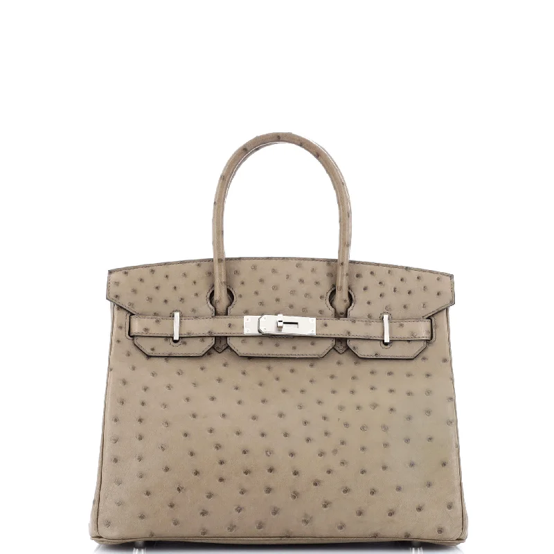 Hermes Birkin Bags in Matte Alligator Leather for a Sophisticated FinishBirkin Handbag Mousse Ostrich with Palladium Hardware 30