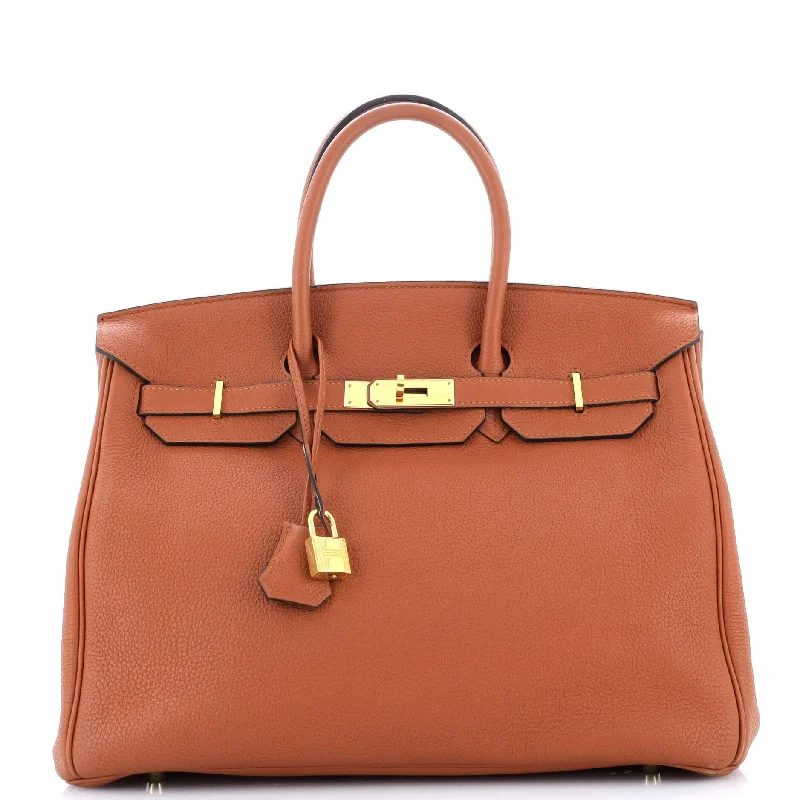 Hermes Birkin Bags with a Hand - Burnished Edge FinishBirkin Handbag Cuivre Togo with Gold Hardware 35