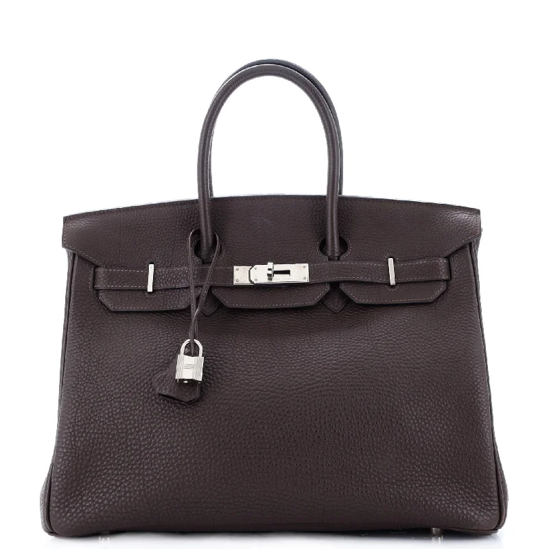 Hermes Birkin Bags with a Detachable Mirror Pocket InsideBirkin Handbag Chocolat Togo with Palladium Hardware 35