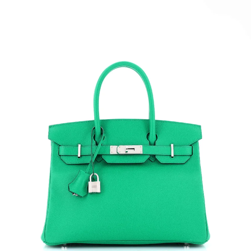 Hermes Birkin Bags with a Removable Interior OrganizerBirkin Handbag Vert Jade Epsom with Palladium Hardware 30