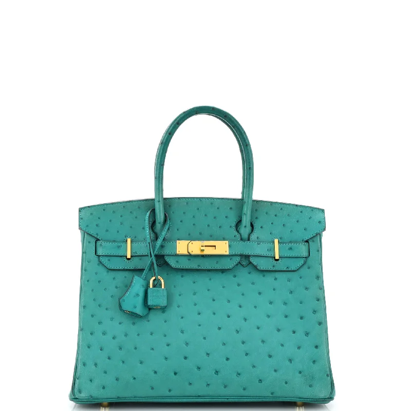 Hermes Birkin Bags in a Dark Olive Green for a Unique and Earthy VibeBirkin Handbag Vert Verone Ostrich with Gold Hardware 30