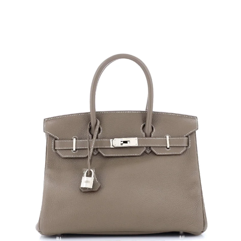 Hermes Birkin Bags in Smooth Box Calf Leather for a Timeless AestheticBirkin Handbag Grey Clemence with Palladium Hardware 30