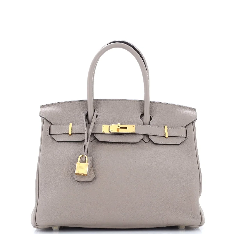 Hermes Birkin Bags with a Hand - Painted Monogram DesignBirkin Handbag Grey Togo with Gold Hardware 30