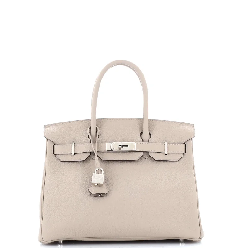 Hermes Birkin Bags with a Hand - Carved Leather DecorationBirkin Handbag Grey Togo with Palladium Hardware 30