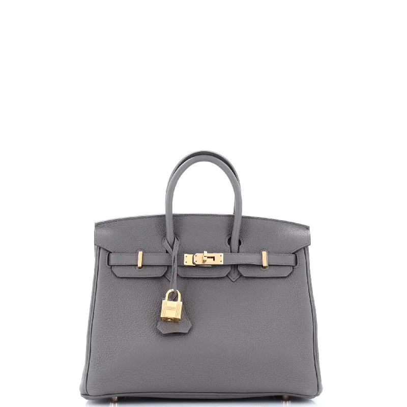 Hermes Birkin Bags with a Textured Taurillon Clemence LeatherBirkin Handbag Grey Togo with Rose Gold Hardware 25