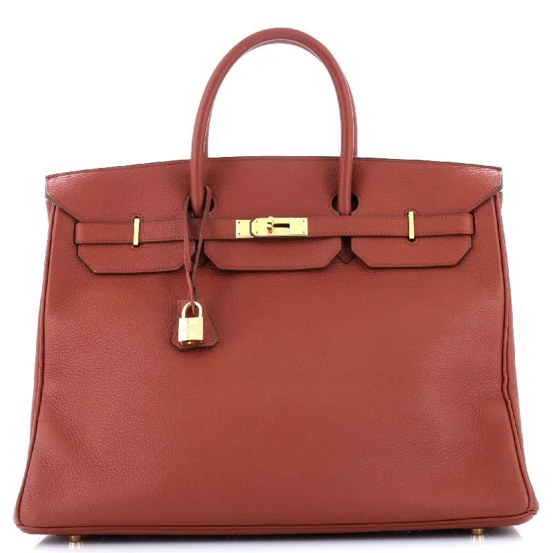 Hermes Birkin Bags with a Chain - Embellished Handle for a Modern TwistBirkin Handbag Brique Clemence with Gold Hardware 40