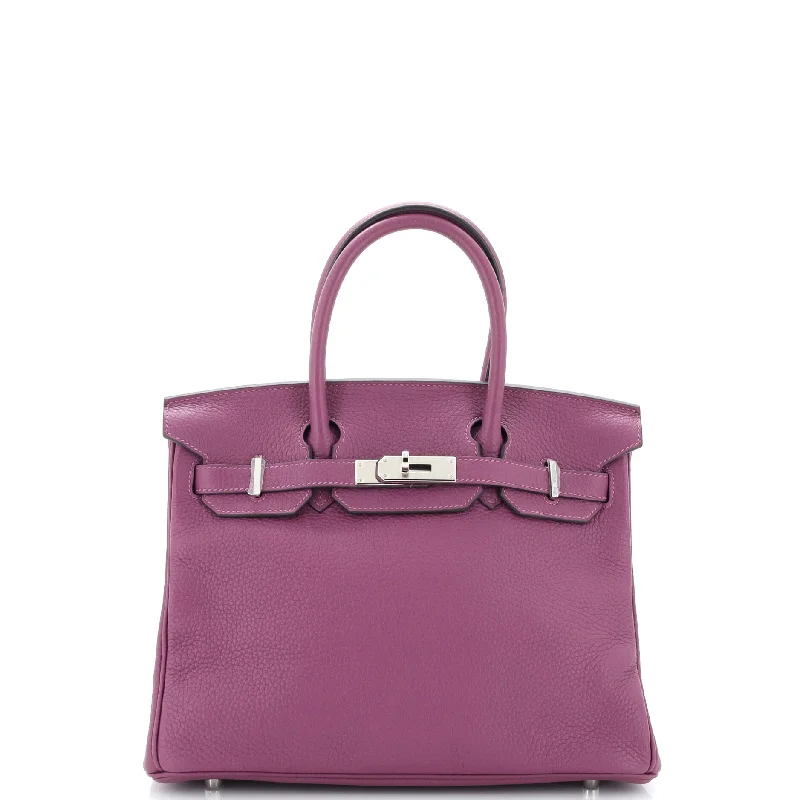 Hermes Birkin Bags with a Leather - Bound Handle for DurabilityBirkin Handbag Anemone Clemence with Palladium Hardware 30