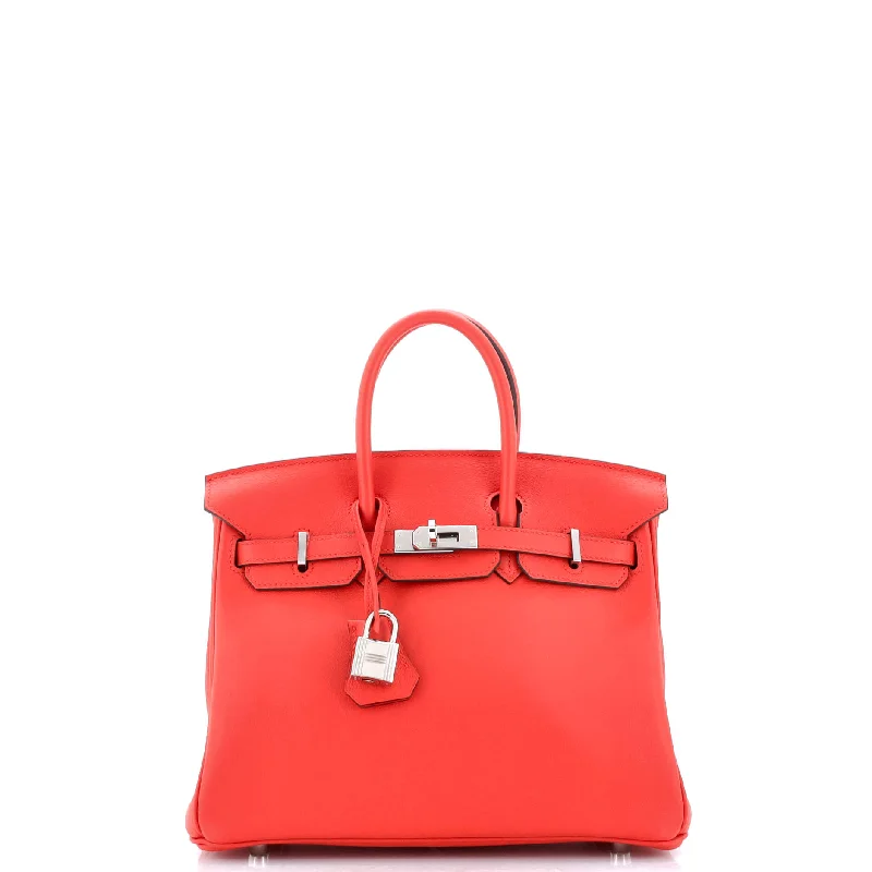 Hermes Birkin Bags with a Rope - Style Leather Handle for a Nautical Inspired LookBirkin Handbag Rouge Tomate Swift with Palladium Hardware 25