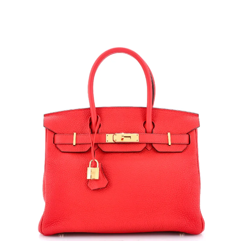 Hermes Birkin Bags with a Hand - Carved Leather DecorationBirkin Handbag Rouge Tomate Togo with Gold Hardware 30