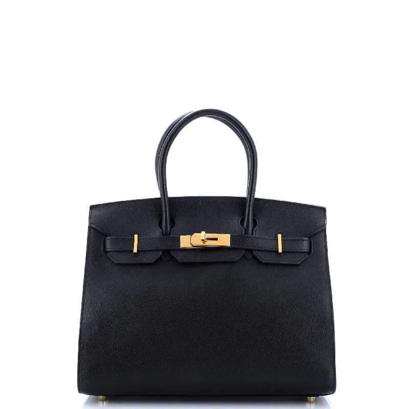 Hermes Birkin Bags with a Studded Leather Trim for a Bold StatementBirkin Sellier Bag Noir Epsom with Gold Hardware 30