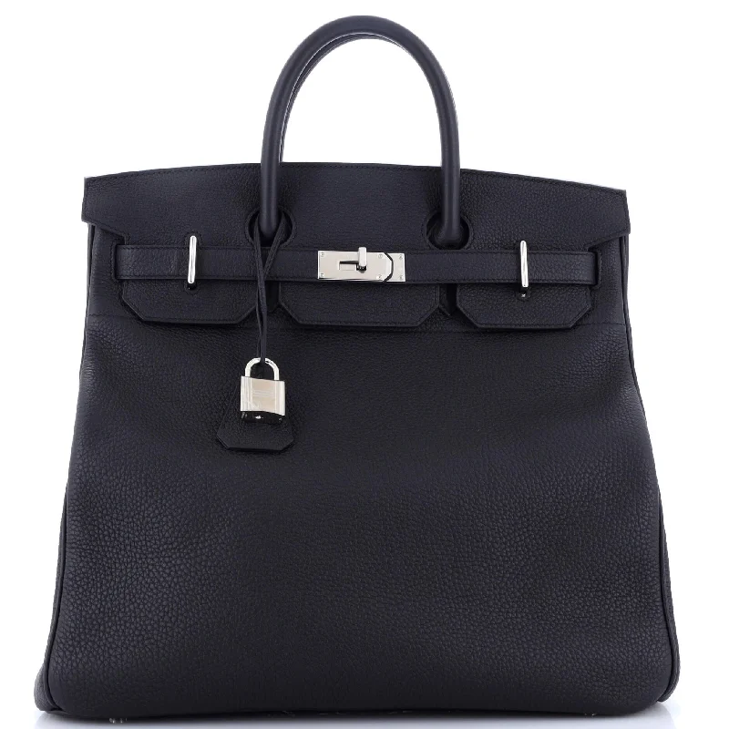 Hermes Birkin Bags with a Leather - Lined Interior Pocket for Added ProtectionHAC Birkin Bag Noir Togo with Palladium Hardware 40