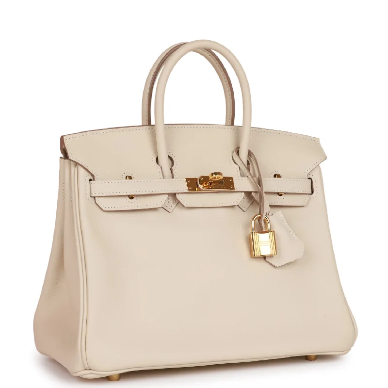 Hermes Birkin Bags with a Chain - Embellished Handle for a Modern TwistHermes Birkin 25 Craie Swift Gold Hardware