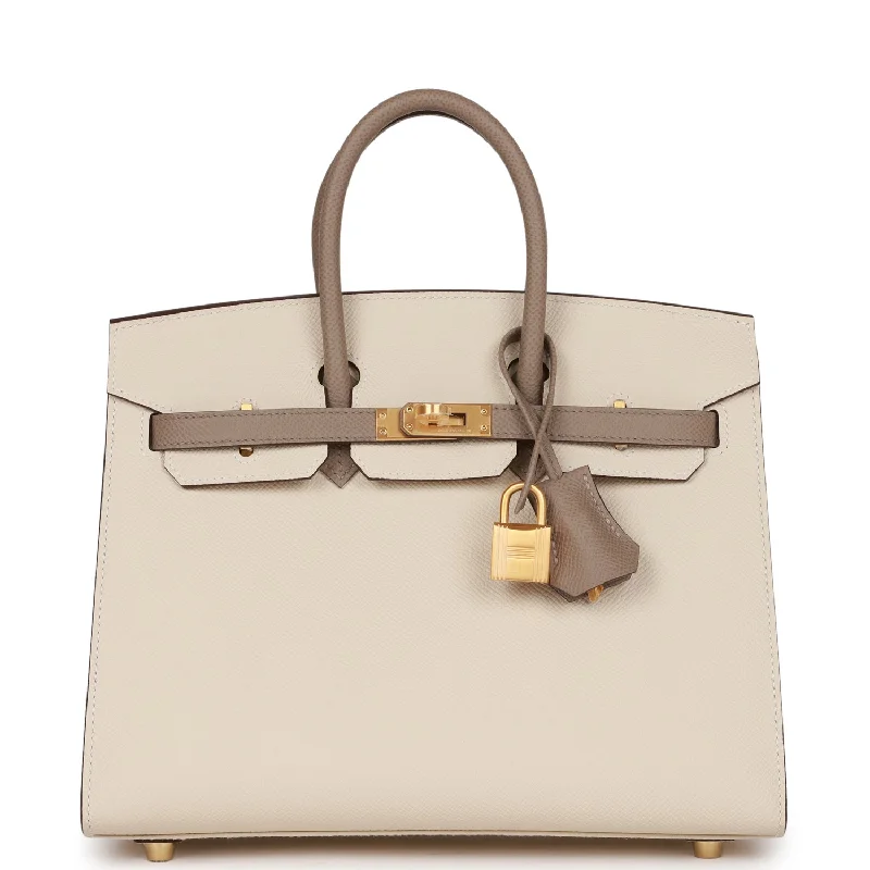 Hermes Birkin Bags Sized 30cm for a Compact Yet Spacious OptionHermes Special Order (HSS) Birkin Sellier 25 Craie and Gris Asphalte Epsom Brushed Gold Hardware