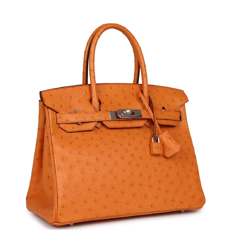 Hermes Birkin Bags with a Detachable Keychain HolderHermes Birkin 30 Abricot Ostrich Palladium Hardware