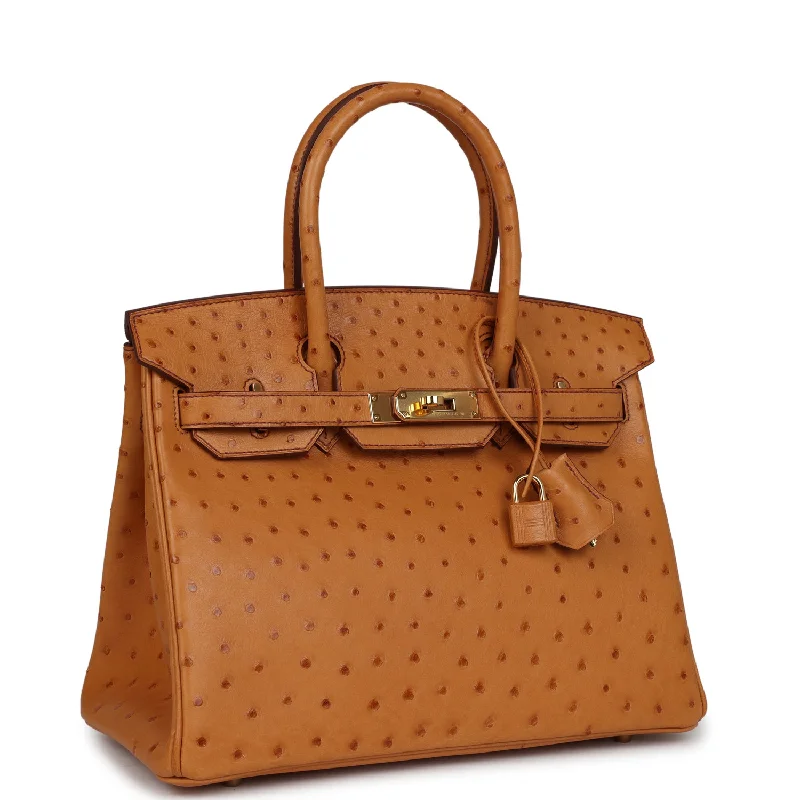 Hermes Birkin Bags with a Crystal - Embellished Lock for Added LuxuryHermes Birkin 30 Gold Ostrich Gold Hardware