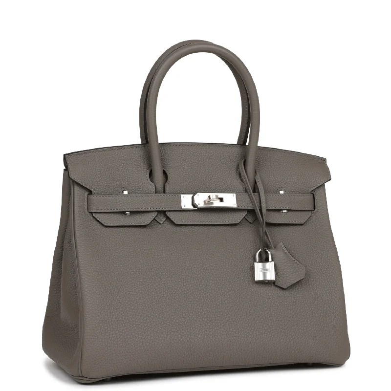 Hermes Birkin Bags with a Hand - Burnished Edge FinishHermes Birkin 30 Gris Meyer Togo Palladium Hardware