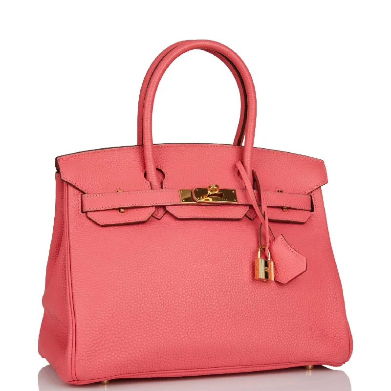 Hermes Birkin Bags with a Hand - Embroidered Floral PatternHermes Birkin 30 Rose Lipstick Togo Gold Hardware