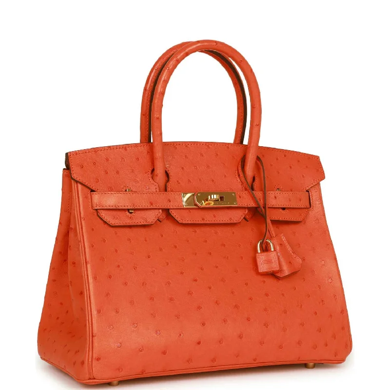 Hermes Birkin Bags with Custom - Engraved Hardware for PersonalizationHermes Birkin 30 Tangerine Ostrich Gold Hardware