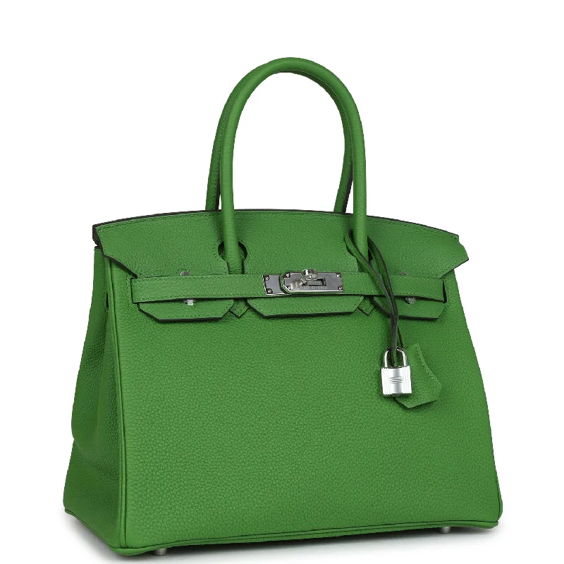 Hermes Birkin Bags with a Leather - Bound Handle for DurabilityHermes Birkin 30 Vert Yucca Togo Palladium Hardware