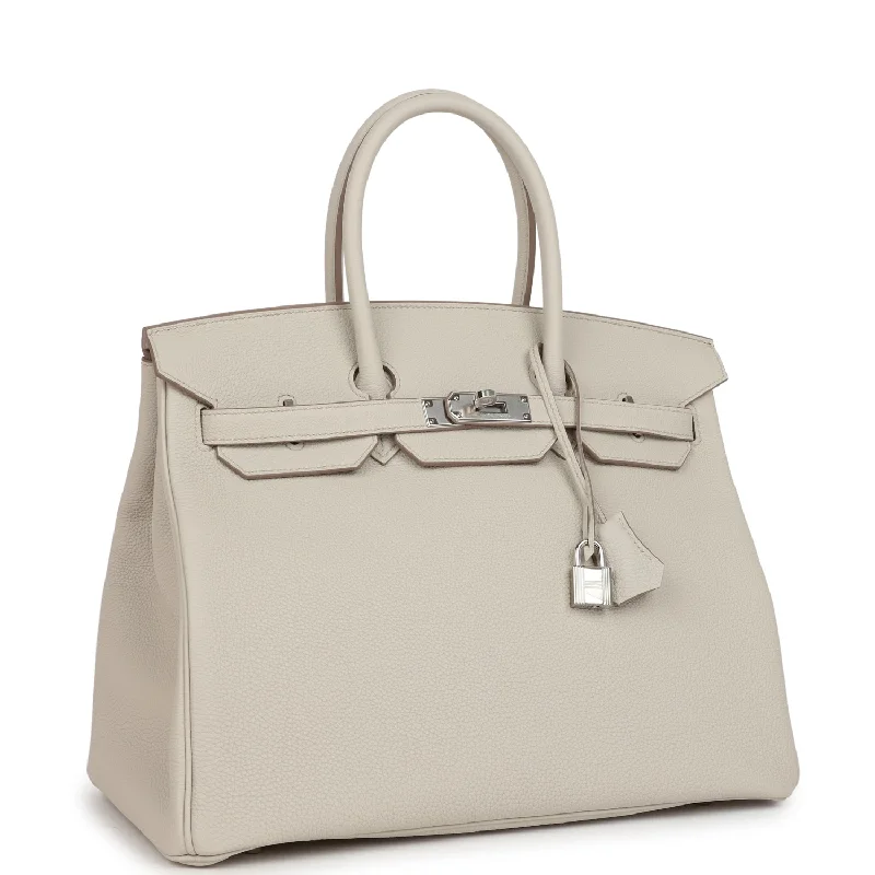 Hermes Birkin Bags with a Contrast - Stitched Handle for Added StyleHermes Birkin 35 Beton Togo Palladium Hardware