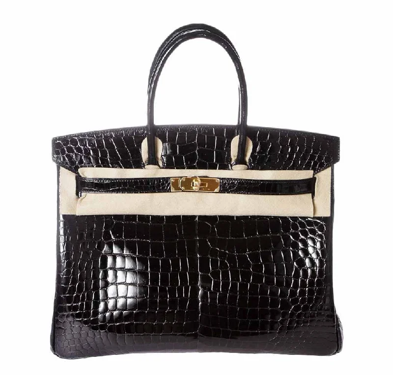 Hermes Birkin Bags in a Neutral Taupe Color for VersatilityHermès Porosus Crocodile Birkin 35 Black Bag